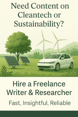 Freelance Cleantech and Sustainability Writer banner